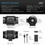 AC Infinity Cloudline Lite A6 ventillátor sebességszabályzóval 6