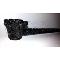 Carved ebony pipe with cobra pattern 15 cm