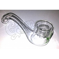 Curved glass pipe with leaf pattern 9 cm