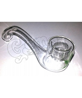 Curved glass pipe with leaf pattern 9 cm