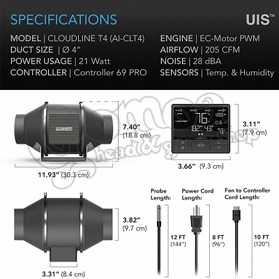 AC Infinity Cloudline Pro T4 ventilátor 7