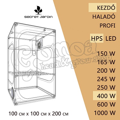 Kezdő HPS Grow Box szett 400W / 100x100x200