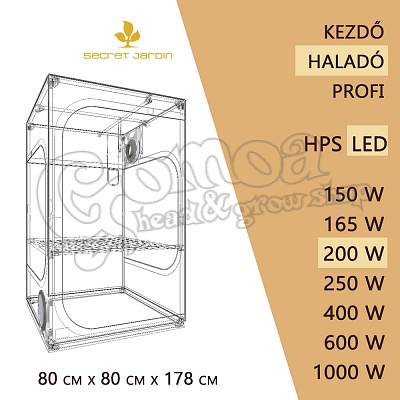 Haladó LED Grow Box szett 200W / 80x80x178 cm